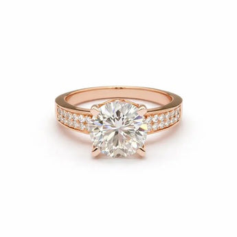 4.402 Carat Round Brilliant Cut Lab-Grown Diamond Gold Engagement Ring