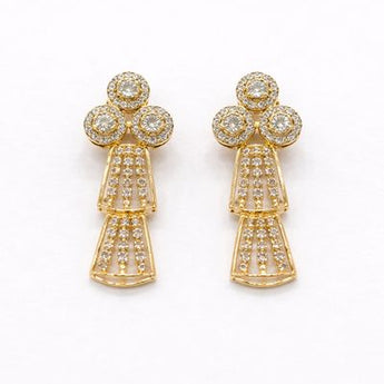 Triple Cluster Diamond Dangle Earrings