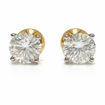 Classic Yellow Gold Diamond Solitaire Stud Earrings