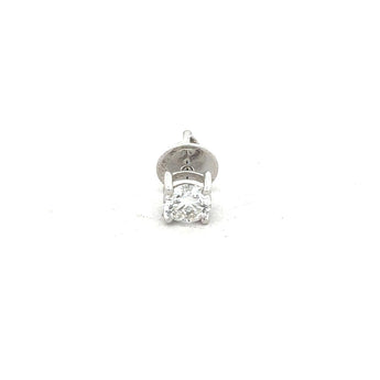 0.55 Carat Round Diamond Solitaire Single Stud Earring in Gold