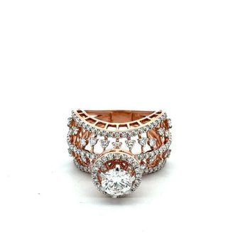2.39 Carat Brilliant Diamond Halo Ring - Solid 14KT Rose Gold
