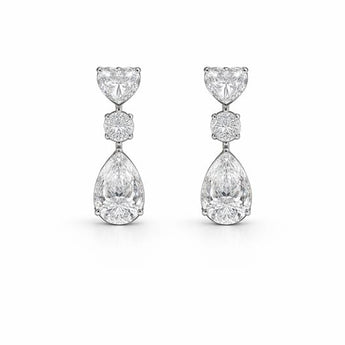Exquisite Pear and Round Cut Diamond Triple Drop Earrings