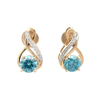 Elegant Blue Diamond Drop Earrings in Yellow Gold
