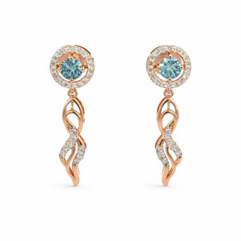 Swirl Diamond Halo Drop Earrings