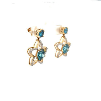 Pave Accents Diamond Star Drop Earrings 