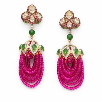Ruby Emerald Polki Jhumka Earrings | Traditional Bridal Jewelry