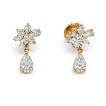 Marquise Diamond Flower Stud Earrings