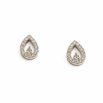  Diamond Pear-Shaped Halo Open Stud Earrings