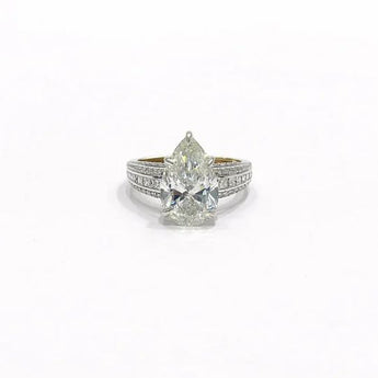 5.9 Carat Pear Cut Diamond White Gold Engagement Ring