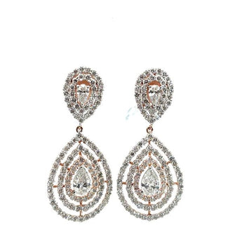 Luxury Triple Halo Pear Diamond Statement Drop Earrings