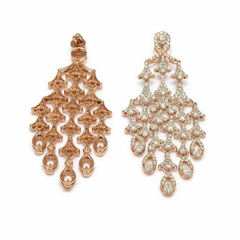 Statement Tiered Diamond Chandelier Earrings in Rose Gold