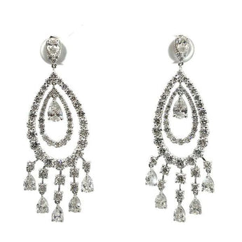 Glamorous Double Halo Pear Diamond Earrings