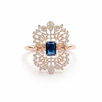 Blue Sapphire & Lab-Grown Diamond Gold Statement Ring