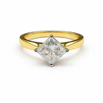 2.09 Carat Princess Cut Diamond Yellow Gold Solitaire Ring