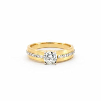 1.14 Carat Bridal Yellow Gold Diamond Ring with Side Diamonds