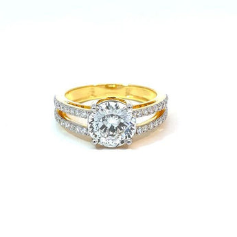2.72 Carat Round Diamond Solitaire Ring with Pavé Gold Bands