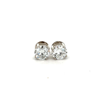 Timeless White Gold 4-Prong Round Brilliant Diamond Solitaire Stud Earrings
