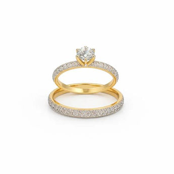 Gold  Solitaire Ring Set for Women