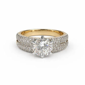 2.05 Carat Round Diamond Solitaire Ring with Pavé Gold Band
