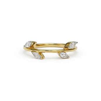 Leaf Design Diamond Open Ring for Women