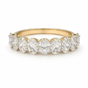 1.72 Carat Lab-Grown Oval Diamond Eternity Band in Yellow Gold