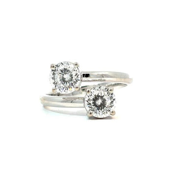 2 Carat Total Weight Round Diamond Ring with Overlapping White Gold Band
