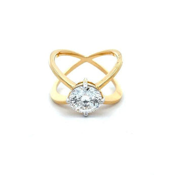 2.65 Carat Round Diamond Solitaire Crossover Gold Ring