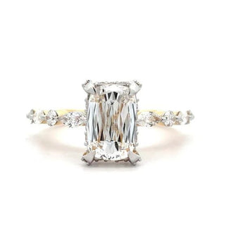 2.735 Carat Emerald Cut Diamond Ring with Elegant Side Stone Setting