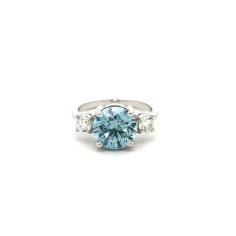 3.62 Carat Blue Diamond Solitaire Ring in White Gold