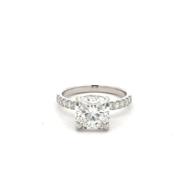 3.0 Carat Cushion Solitaire Diamond Ring