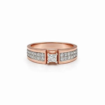 Luxury Rose Gold Diamond Ring with Square Center Stone