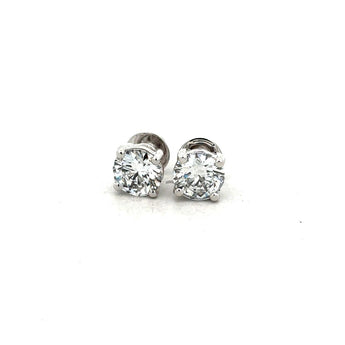 Classic 3.1 Carat Round Diamond Solitaire Studs