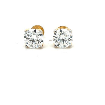 3.0 Each Carat Solitaire 4-Prong Classic Studs