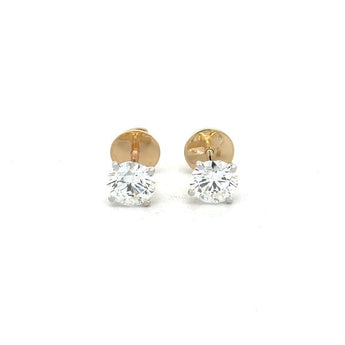 1 Carat Each Round Cut Diamond Studs