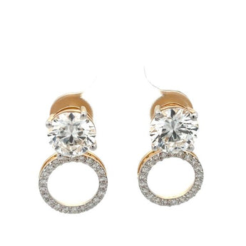 Diamond Solitaire Stud with Open Halo Circle Drop Earrings