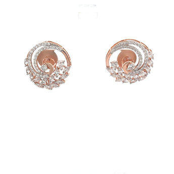 Exquisite Rose Gold Spiral Marquise Diamond Cluster Earrings