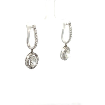1.1 Carat Each Oval Diamond Dangle Hoop Earrings