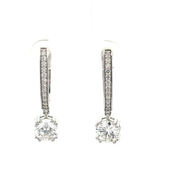 Elegant Diamond Linear Drop Earrings with Solitaire Dangle