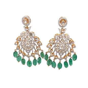 Elegant Polki & Round Diamond Earrings
