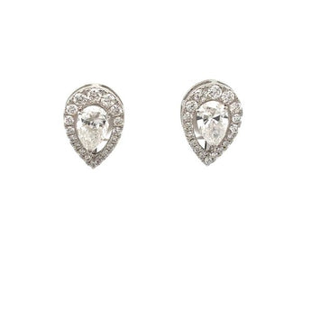Classic Pear Cut Diamond Halo Stud Earrings