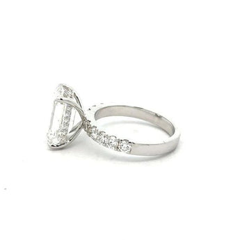5.902 Carat Emerald Cut Diamond Engagement Ring in White Gold