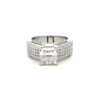 6 Carat Princess Diamond Solitaire Ring with Wide Pave Band
