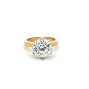 5.02 Carat Round Brilliant Diamond Ring with Classic Gold Band