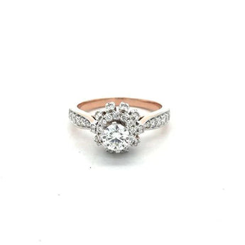 Elegant Round Diamond Halo Ring in Rose Gold