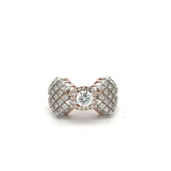 Elegant Rose Gold Bow Style Diamond Ring with Round Center