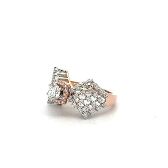 Elegant Rose Gold Bow Style Diamond Ring with Round Center