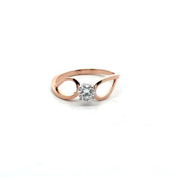 Round Solitaire Diamond Ring with Open Swirl Band