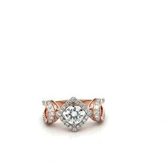 1.71 Carat Diamond Halo Engagement Ring in Two-Tone Gold
