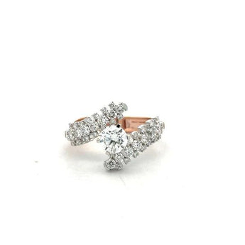 Modern Rose Gold Diamond Ring with Round Center Stone