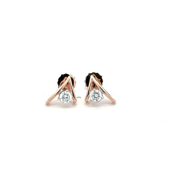 Rose Gold Minimalist Chevron Triangle Diamond Stud Earrings